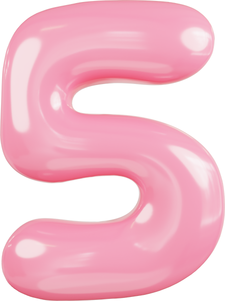 3D Balloon Number 5 Pink
